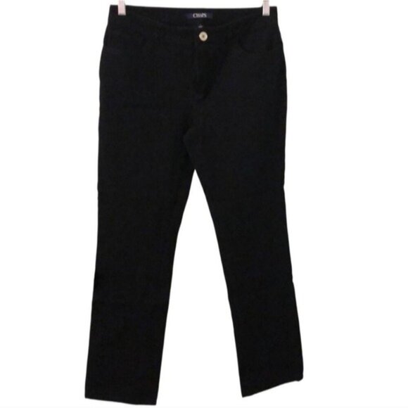 Chaps Pants - Chaps Mid Rise Straight Leg Pant Size 8 Women's Black Casual Preppy Pockets